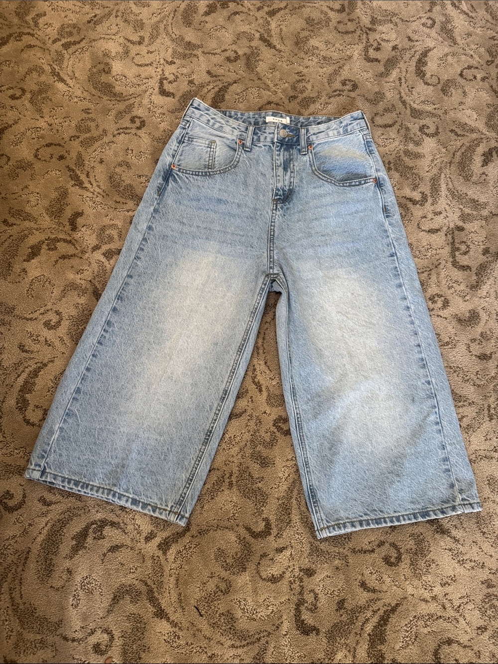 Light Wash Wide Leg Denim Culottes